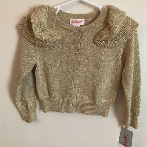 Cat & Jack Gold Sparkling Cardigan Top NWOT - Picture 1 of 7